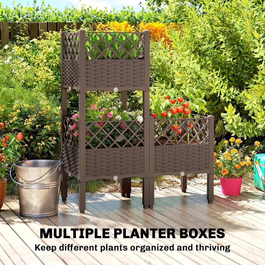 Raised Garden Bed with Legs, Self Watering Elevated Planter Boxes with Drainage Holes, 63" x 15.7" x 20.3"