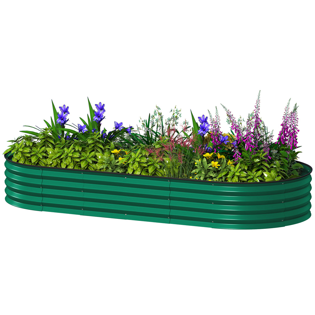 7 x 3 x 1ft Galvanized Raised Garden Bed Kit, Metal Planter Box with Safety Edging, Green