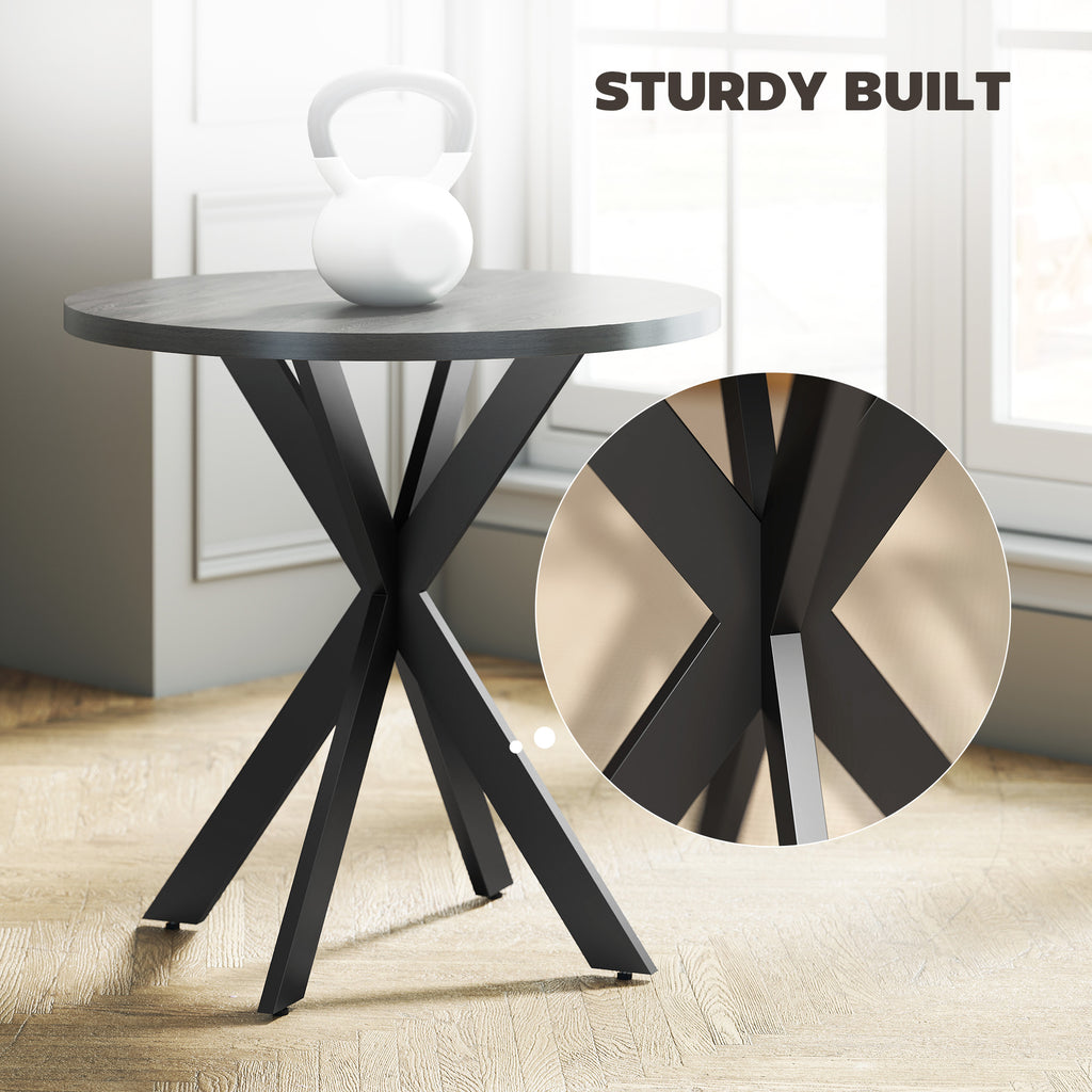 29" Dining Table, Contemporary Round Kitchen Table with Steel Legs, Black
