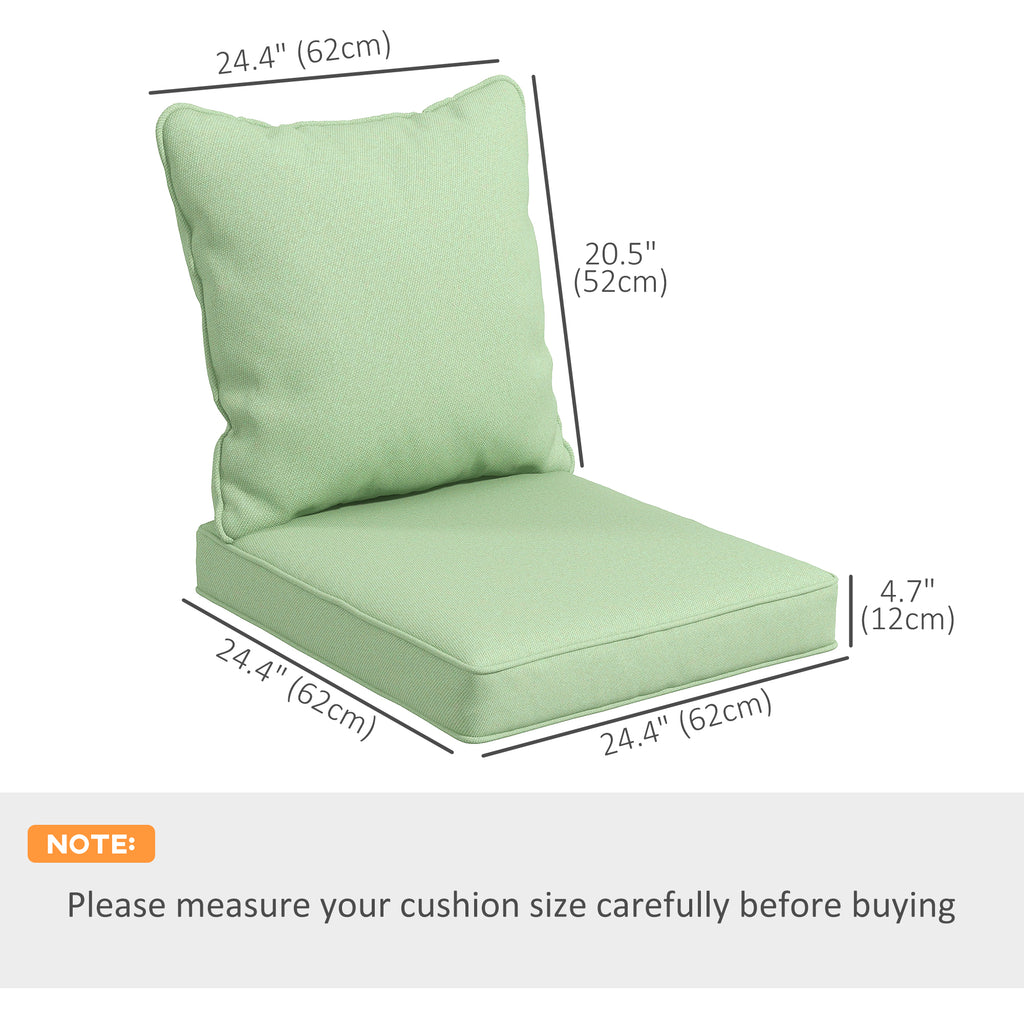 Seat Cushion Back Pillows Replacement Set of 2, Patio Chair Cushions Set for Indoor Outdoor, Green