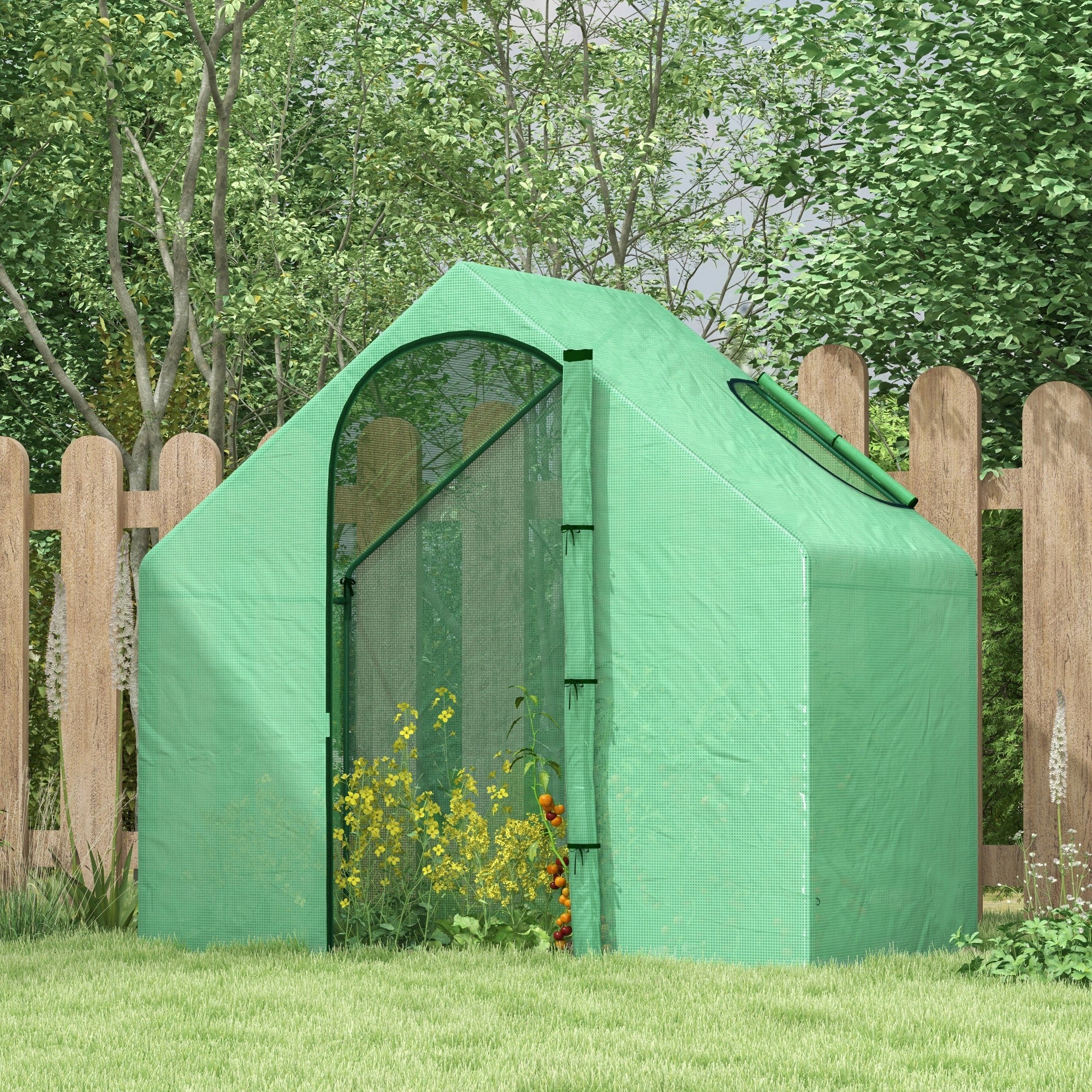 6 x 3.3 x 5.5ft Walk-in Garden Greenhouse with Door & Top Window, Portable Mini Greenhouse for Plants Flowers Herbs Tomatoes, Outdoor Hot House Growing Tent with Steel Frame & PE Cover