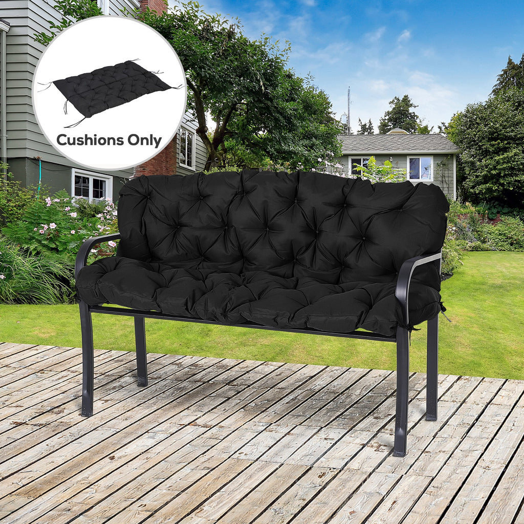 Porch Swing Cushion Garden Bench Cushion with Backrest, Non-Slip 3-Seater Soft Pad, 59.1" x 38.6", Black