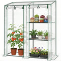 Mini Greenhouse, Portable Greenhouse with 3 Shelves, 2 Roll-up Doors, 56.3" x 17.7" x 59.4", Clear
