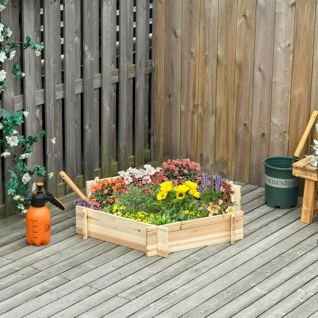 39" x 36" Screwless Hexagon Planter Box, Raised Garden Bed, Herb Garden for Vegetables, Flowers, Natural