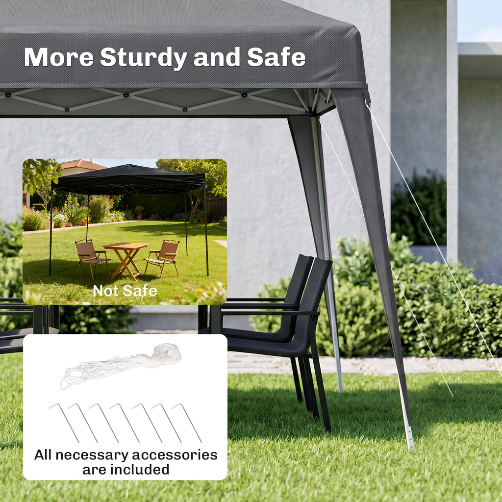 8' x 8' Pop Up Canopy, Outdoor Folding Tent, Portable Party Tent with Carrying Bag for Camping, Party, Picnic, Grey