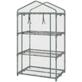 3 Tier Mini Greenhouse, Portable Outdoor Flower Stand with Shelf Clips, Indoor Greenhouse with Plastic Cover and Steel Frame, Transparent, 27" x 19" x 49"