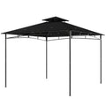 10' x 10' Gazebo, Soft Top Outdoor Gazebo with 2-Tier Roof, Metal Frame, Black
