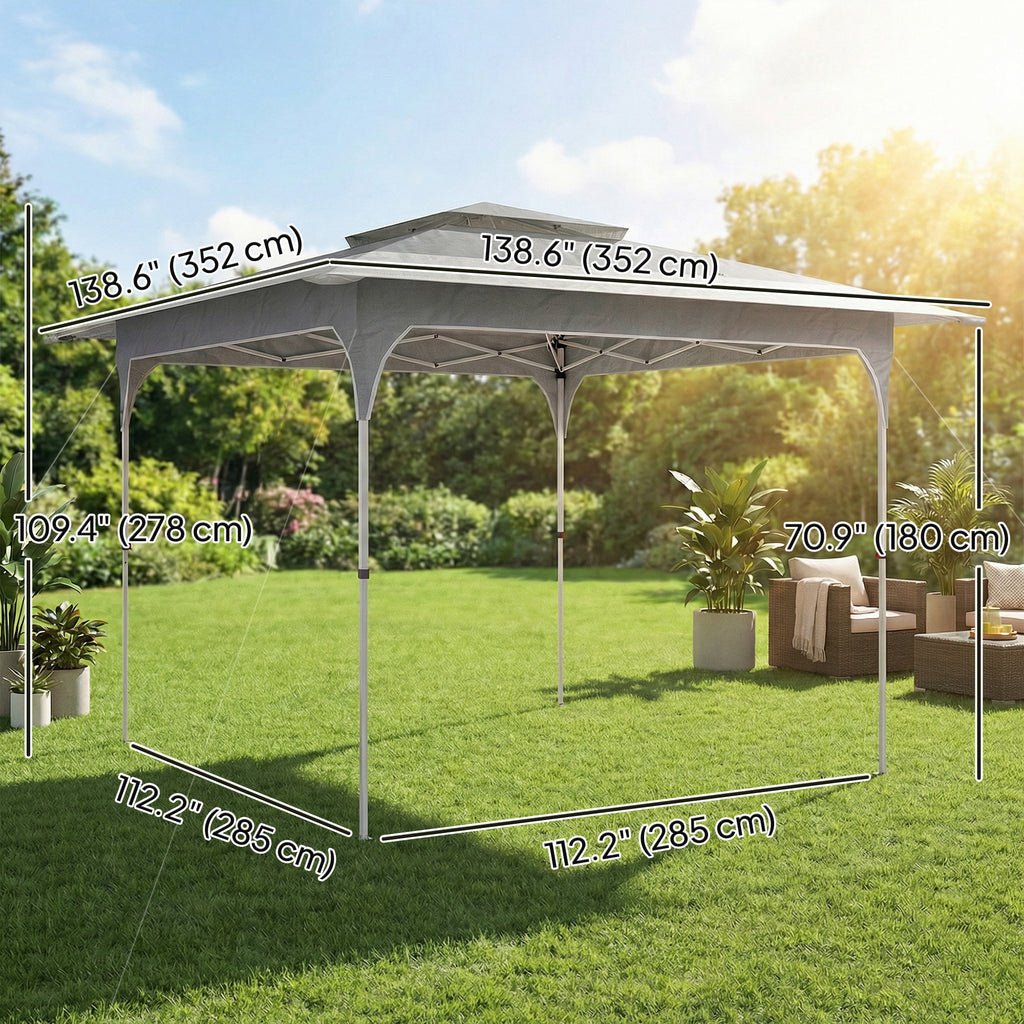 11.5 x 11.5 ft Pop Up Canopy Tent with 1-Button Push Easy Setup, UPF 50+ 2-Tier Instant Canopy with Carry Bag, Dark Grey