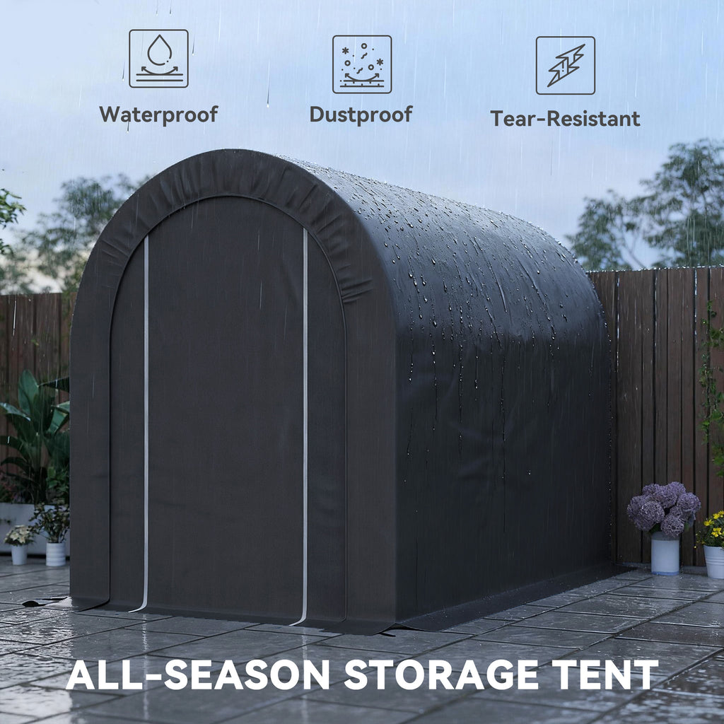 5' x 8' Outdoor Storage Shed, Heavy Duty Galvanized Steel Portable Shed for Bike, Motorcycle, Garden Tools, Black