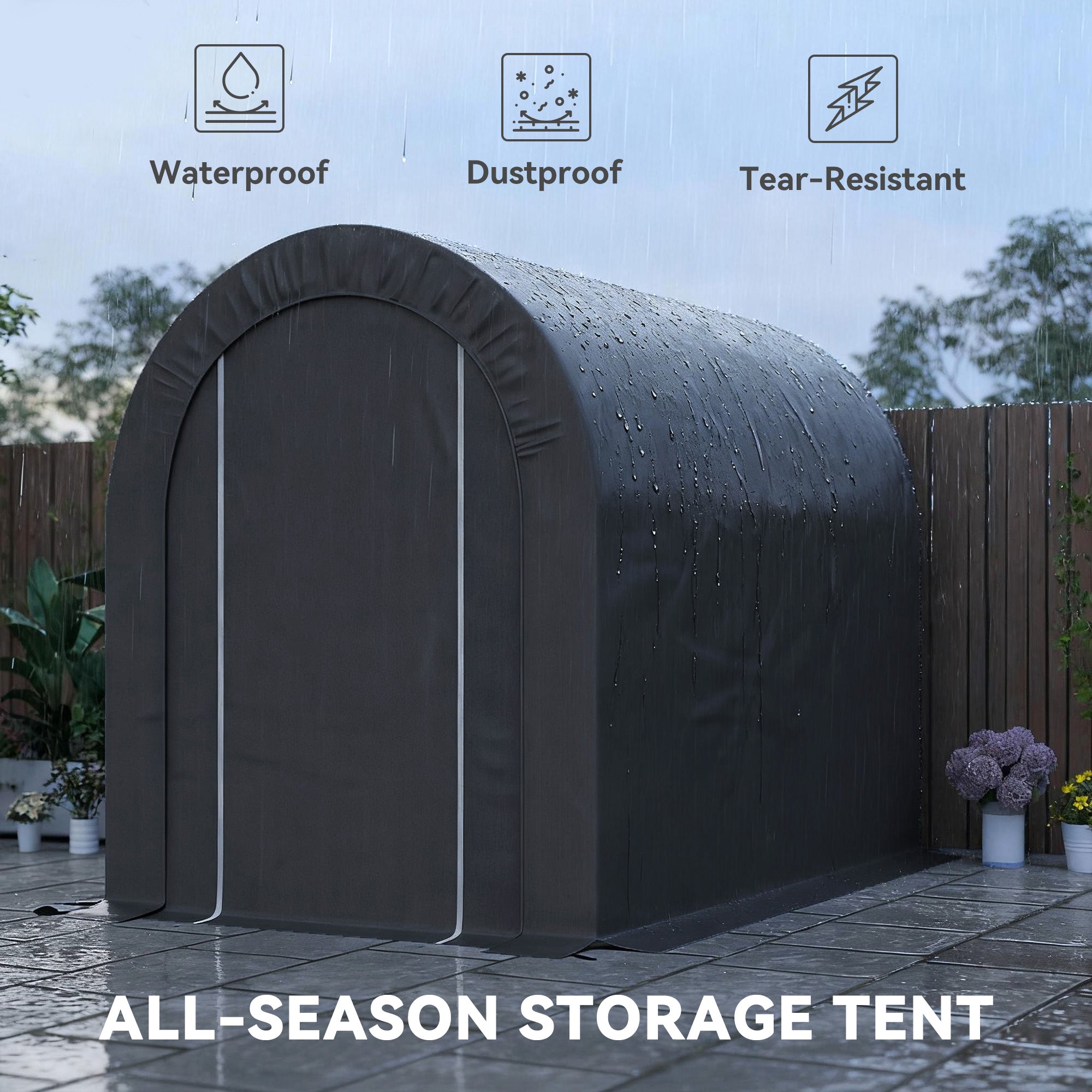 5' x 8' Outdoor Storage Shed, Heavy Duty Galvanized Steel Portable Shed for Bike, Motorcycle, Garden Tools, Black