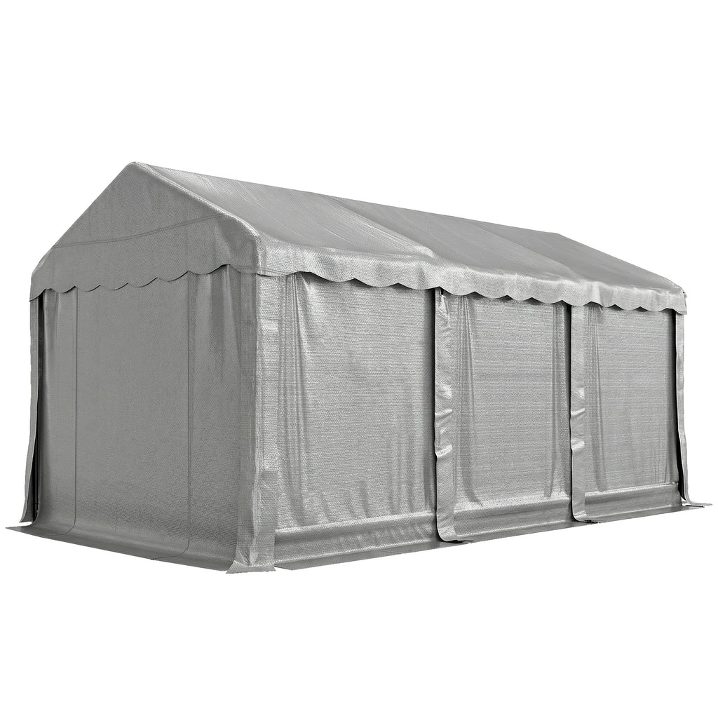 20' x 10' Portable Shed, Outdoor Storage Shed Tent with Roll-up Zipper Door and Removable Sidewalls, Light Grey