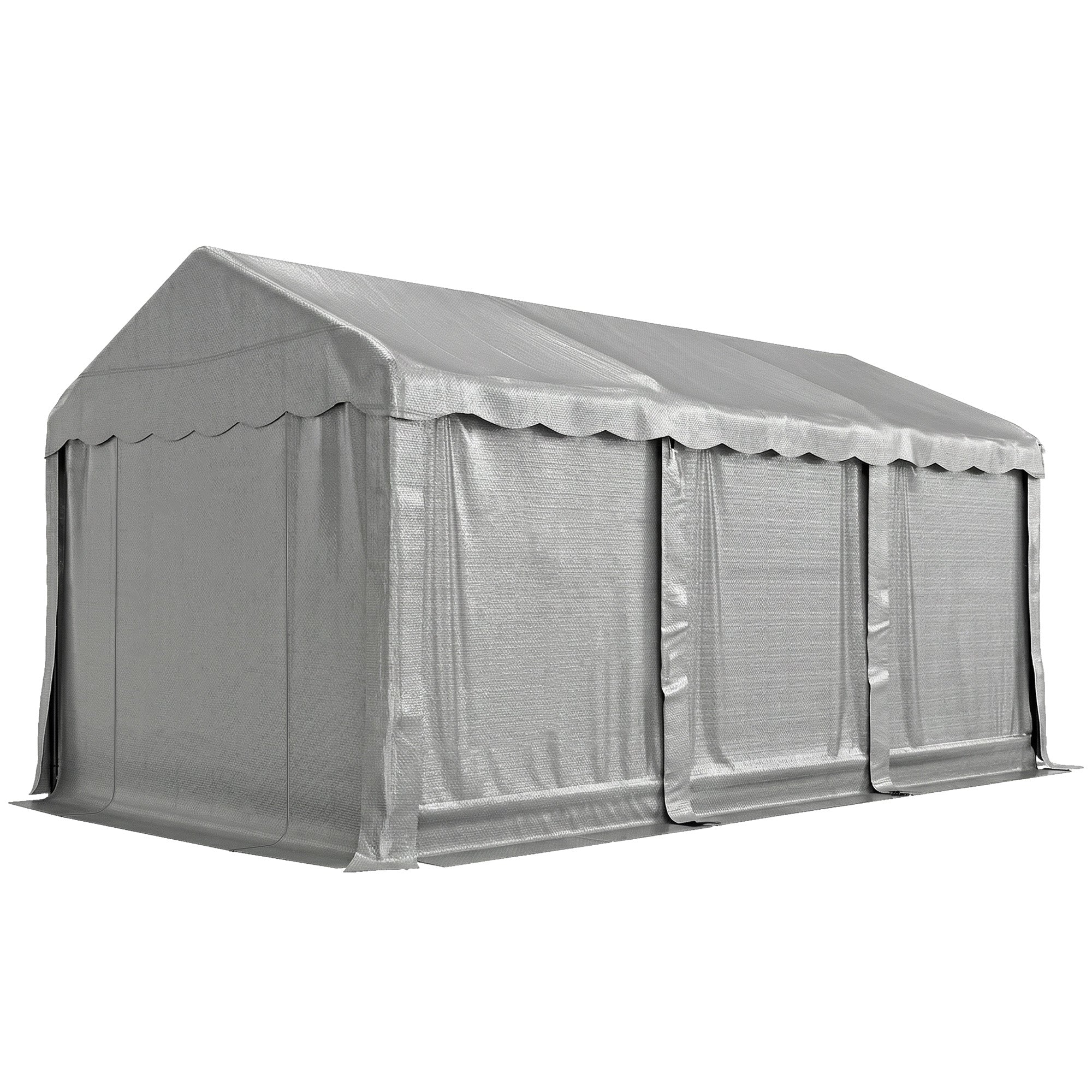 20' x 10' Portable Shed, Outdoor Storage Shed Tent with Roll-up Zipper Door and Removable Sidewalls, Light Grey