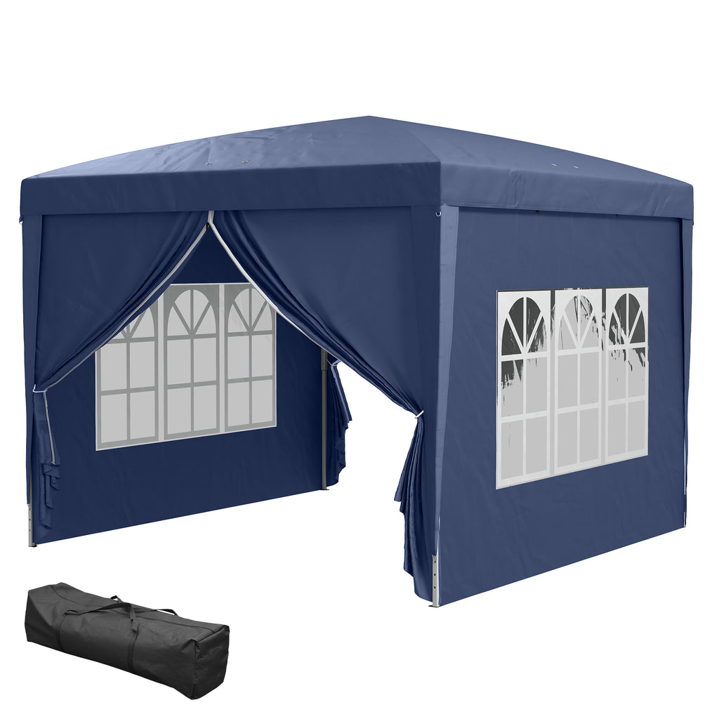 10'x10' Outdoor Pop Up Party Tent Wedding Gazebo Canopy with Carrying Bag (Blue)