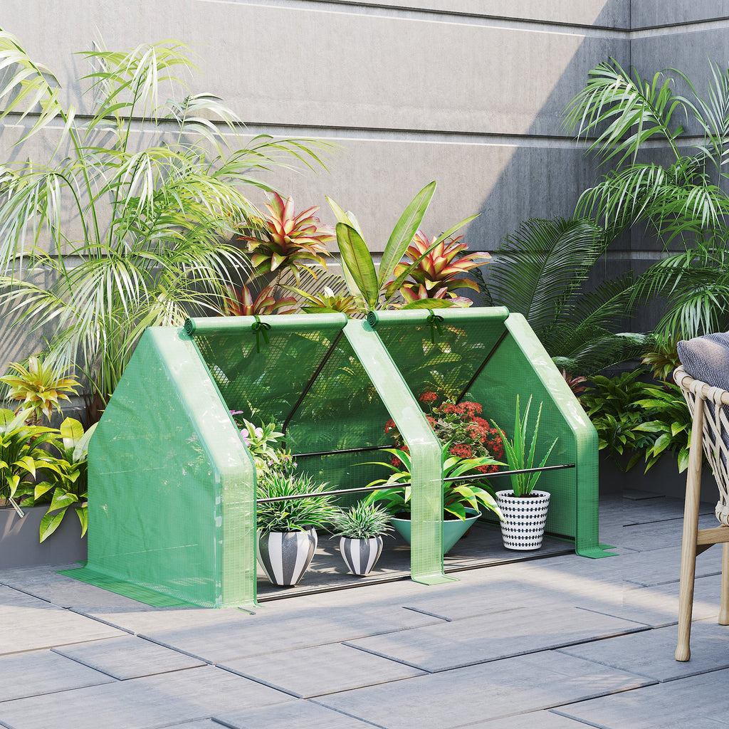 6' x 3' x 3' Portable Tunnel Greenhouse Outdoor Garden Mini with Large Zipper Doors & Water/UV PE Cover Green