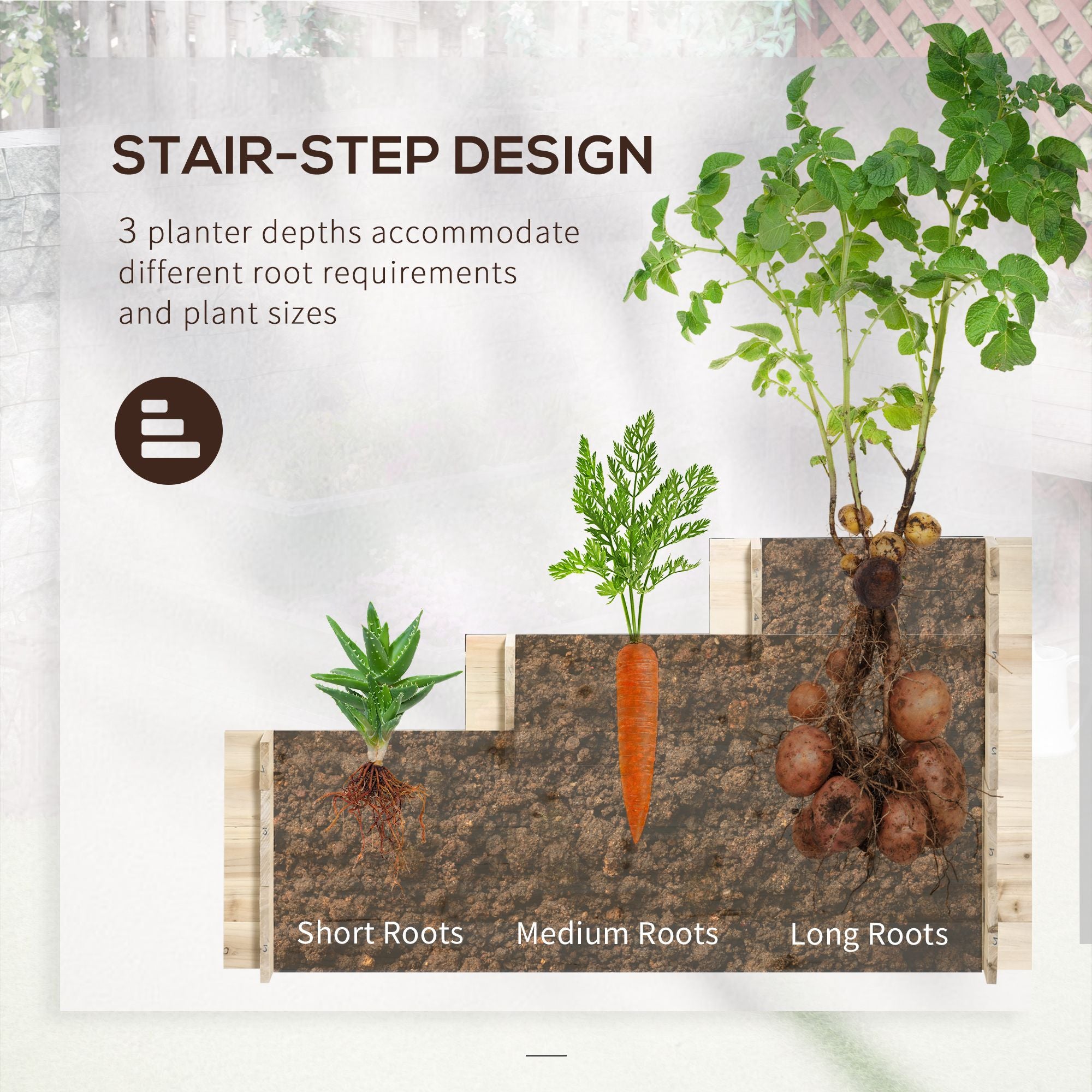 3 Tier Raised Garden Bed with 9 Grow Grids and Bed Liner for Garden, Outdoor to Vegetables, Flowers, Natural