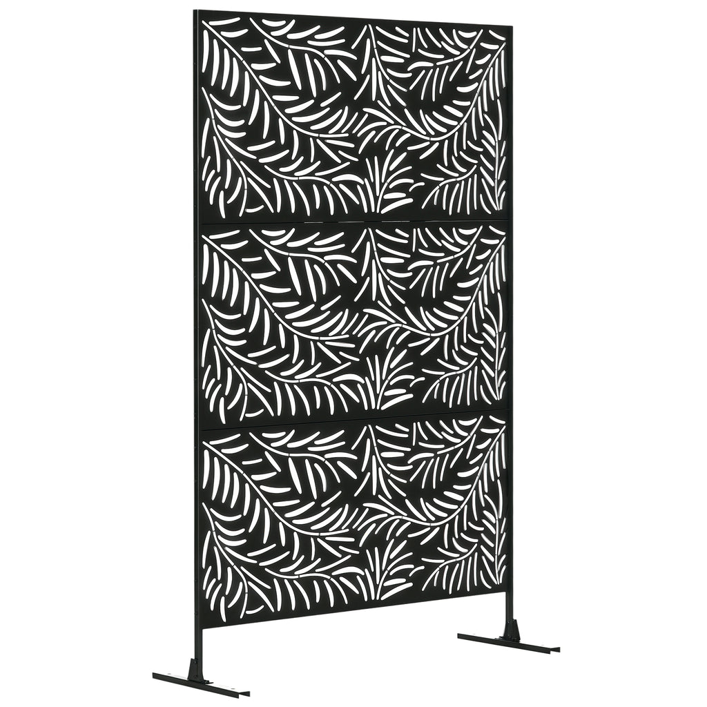 Metal Outdoor Privacy Screen, Decorative Outdoor Divider with Stand and Expansion Screws, Freestanding Privacy Panel for Garden Deck Pool Hot Tub, Willow Branch Style