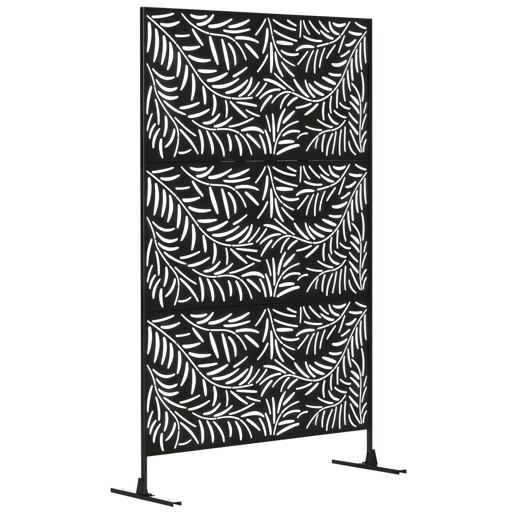 Metal Outdoor Privacy Screen, Decorative Outdoor Divider with Stand and Expansion Screws, Freestanding Privacy Panel for Garden Deck Pool Hot Tub, Willow Branch Style