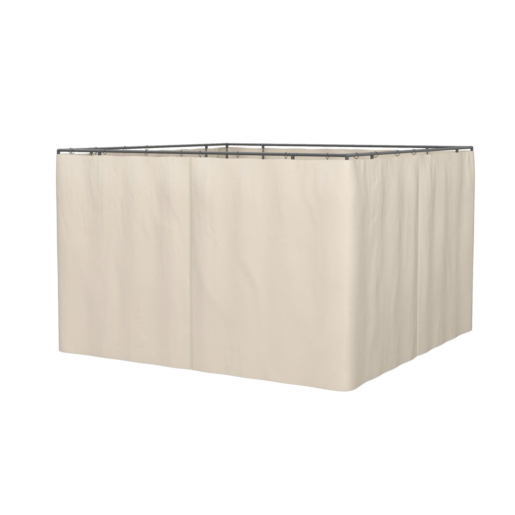 Gazebo Curtains, 10' x 12' Universal Replacement Privacy Curtain, 4-Panels Sidewall with Hooks/C-Rings, Beige