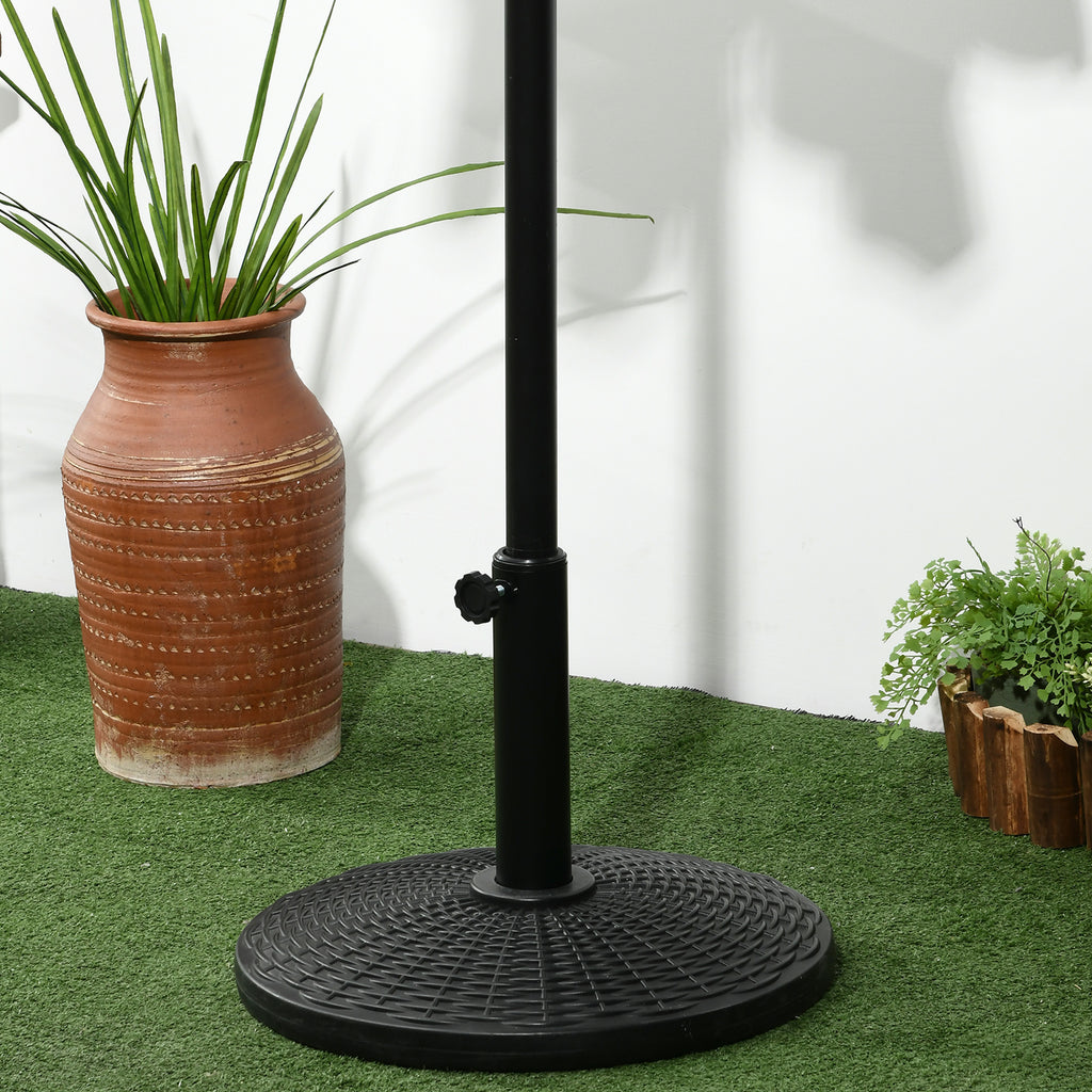 25 lbs Market Umbrella Base Holder 17.5" Round Parasol Stand with Rattan Design for Patio, Outdoor, Backyard, Black