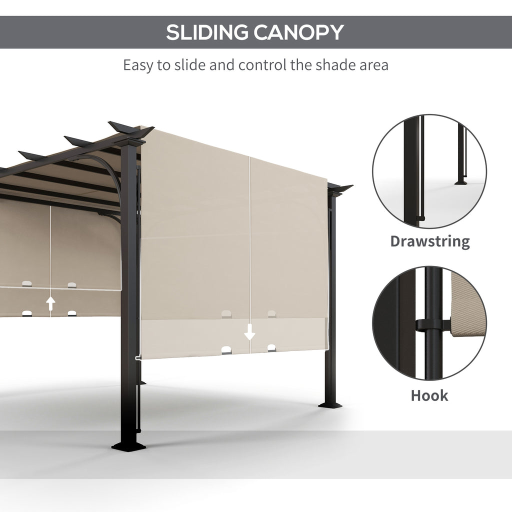 10' x 10' Outdoor Pergola Patio Gazebo Canopy Sun Shelter, Steel Frame, Beige