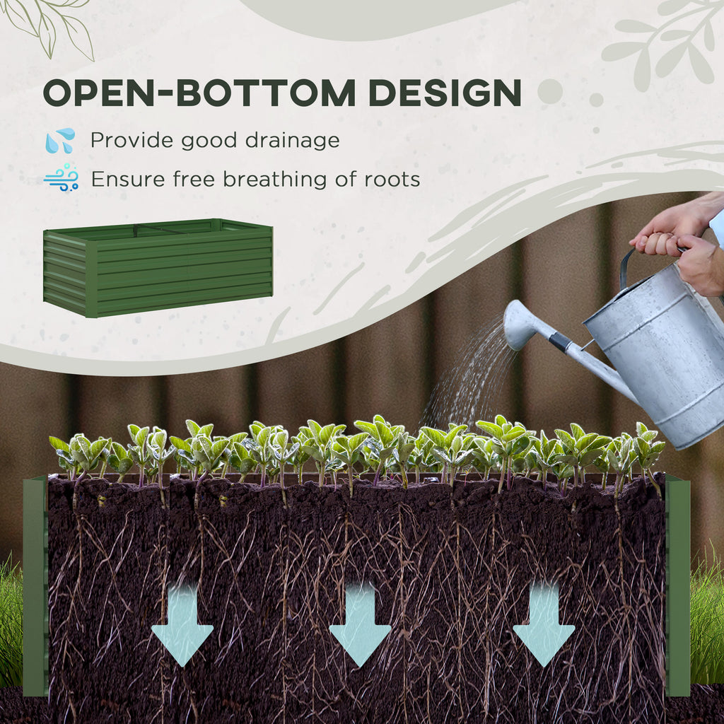 Galvanized Raised Garden Bed, Steel Outdoor Planters with Reinforced Rods, 71" x 35" x 23", Green