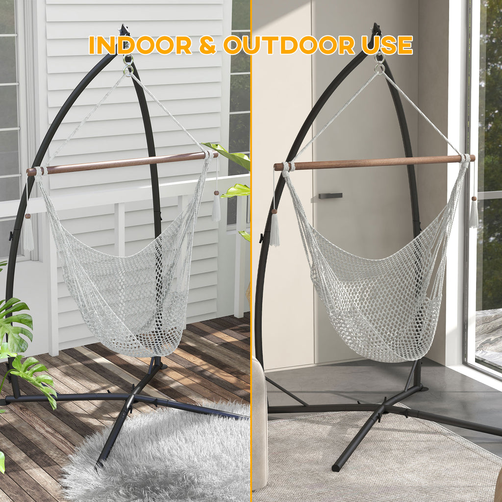 Hammock Chair Stand, Hanging Heavy Duty Steel Frame Hammock Stand Only with Chain for Indoor & Outdoor Use, Black