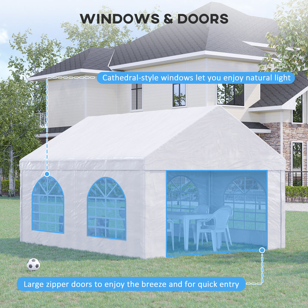 16.5' x 13' Outdoor Tents for Parties, Event Tent with Sides, 4 Windows and 2 Doors, White