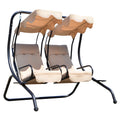 Luxury Porch Swing Metal Outdoor Swing Chair 2 Separated Seater Hammock Heavy-Duty with Canopy and Cushions, Beige
