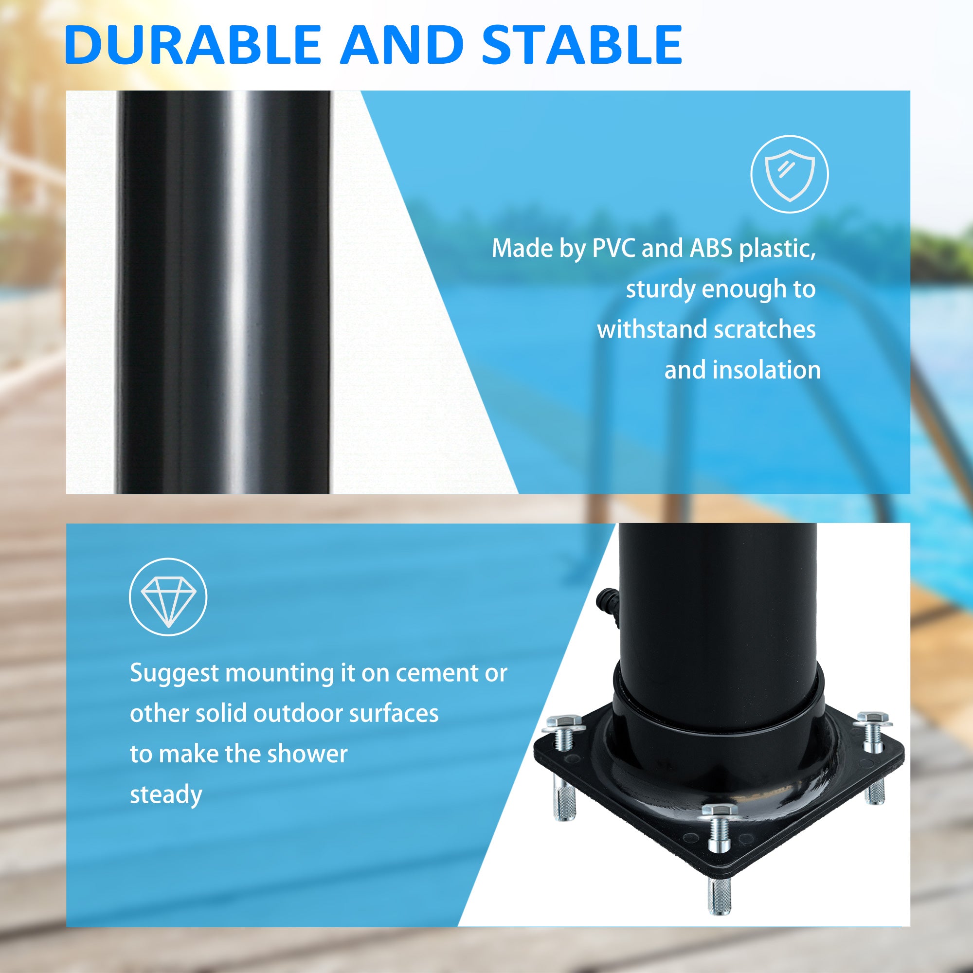 Solar Outdoor Shower, 5.3-Gallon Garden Shower with Adjustable Water Temperature up to 140Â°F, Black