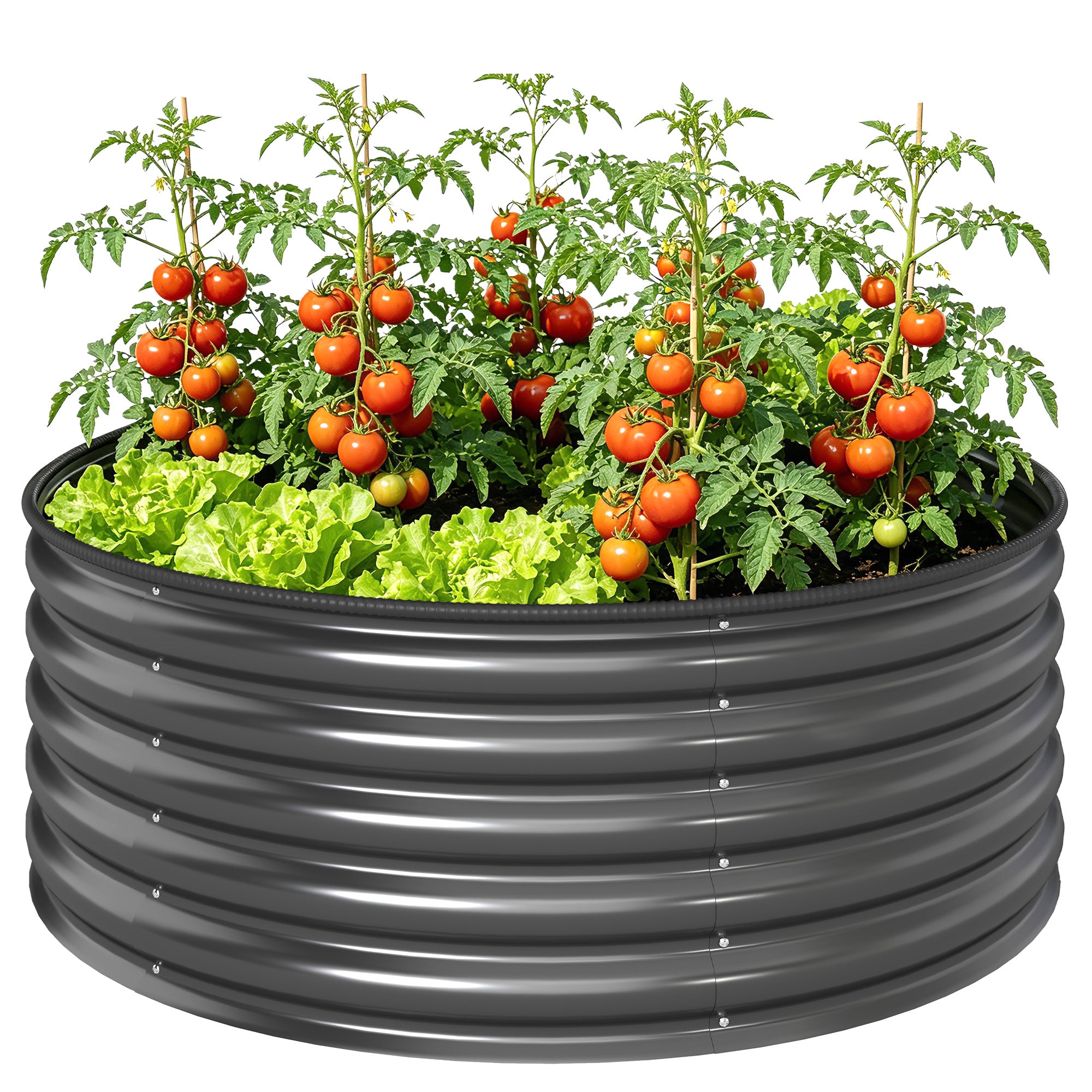 Galvanized Raised Flower Bed, 4 x 4 x 1.5 ft Outdoor Metal Raised Bed with Safety Edging and Gloves, Dark Grey