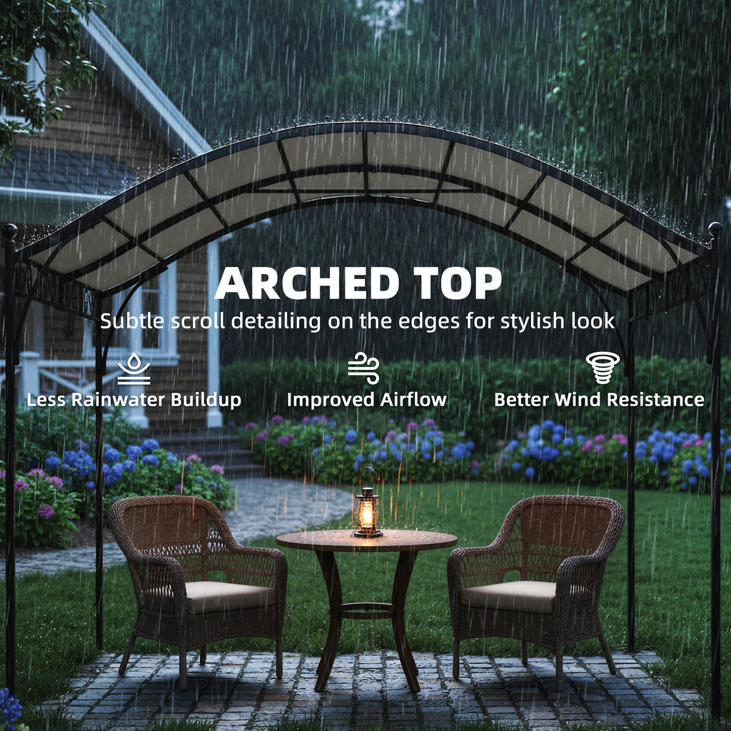 10' x 10' Outdoor Pergola with UV30+ Canopy Galvanized Steel Frame Sun Shade with Arched Top, Cream White