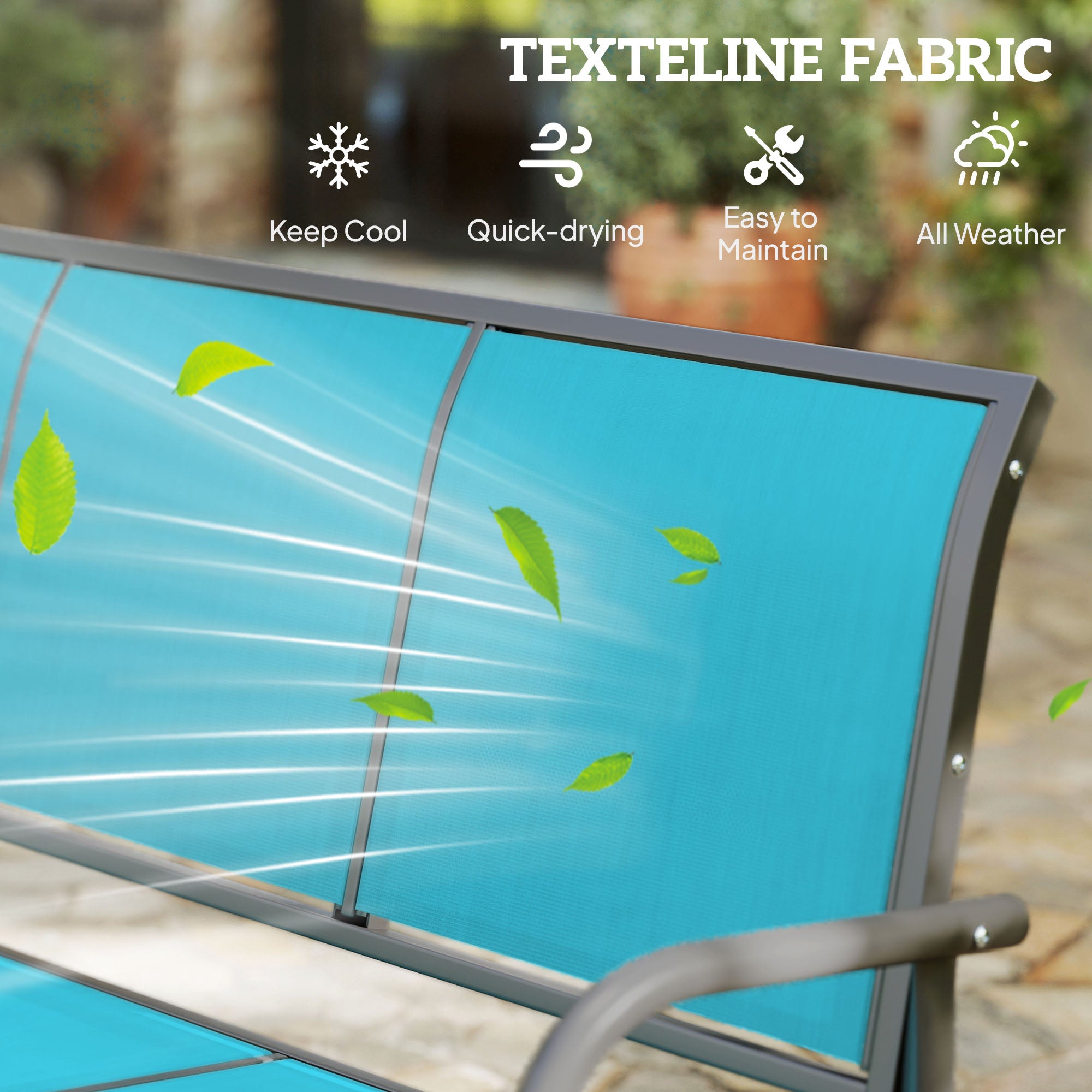 3-Seat Outdoor Glider Chair, Patio Rocking Chair, Steel Frame, Sling Fabric Seat for Garden, Backyard, Lawn, Blue