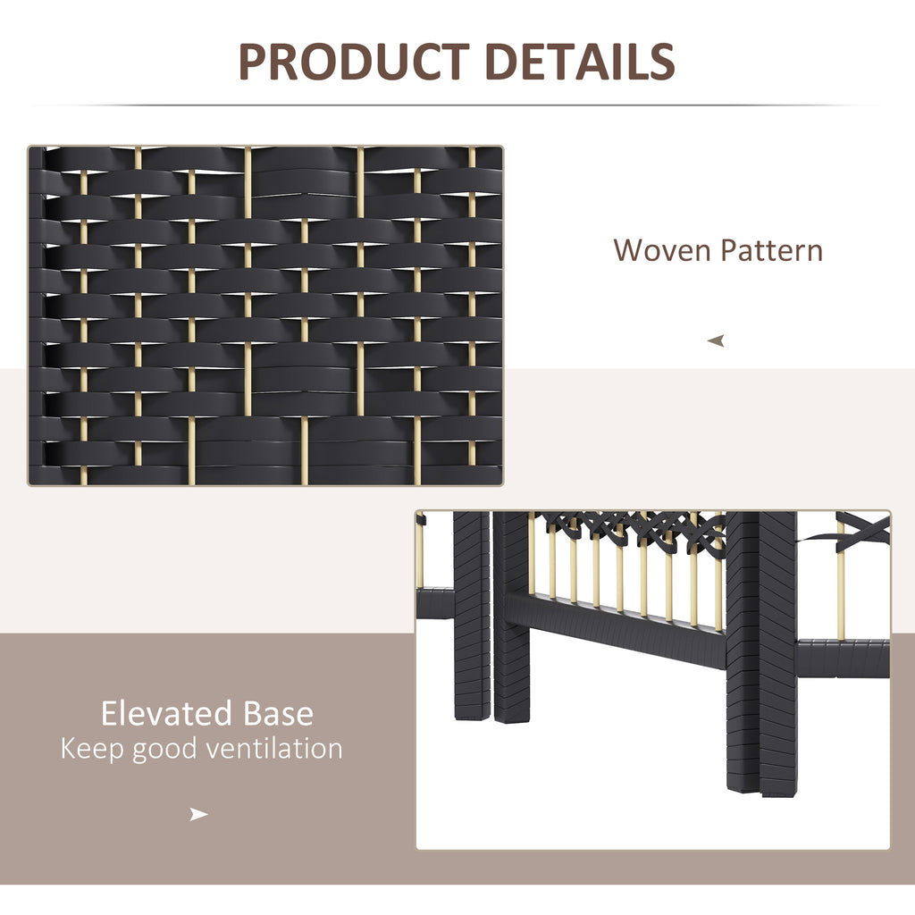 3 Panel Folding Room Divider, Portable Privacy Screen, Wave Fiber Room Partition for Home Office, Black