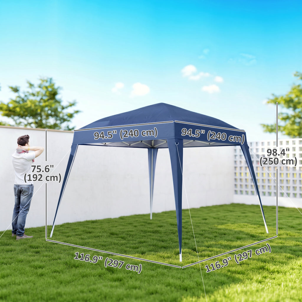8' x 8' Pop Up Canopy, Outdoor Folding Tent, Portable Party Tent with Carrying Bag for Camping, Party, Picnic, Blue
