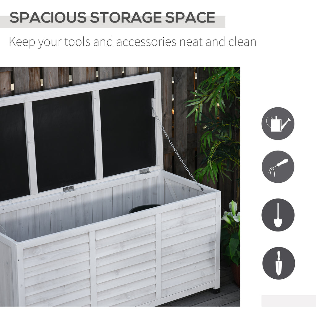 75 Gallon Wooden Storage Box patio Deck Box Bench, Garden Backyard Outdoor Storage Container with Aerating Gap & Weather-Fighting Finish, White