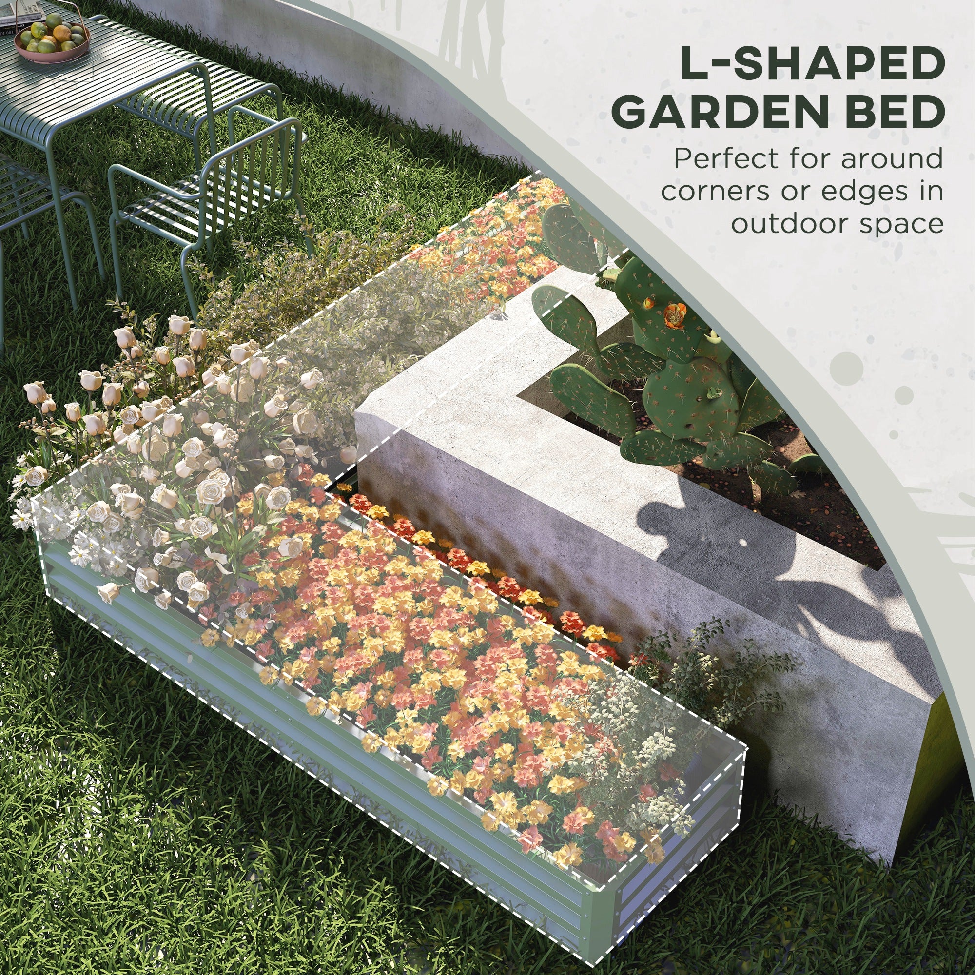 Galvanized Raised Garden Bed Steel Planter Box w/ Rods for Vegetables Flowers Herbs, 82" x 109" x 12", Green