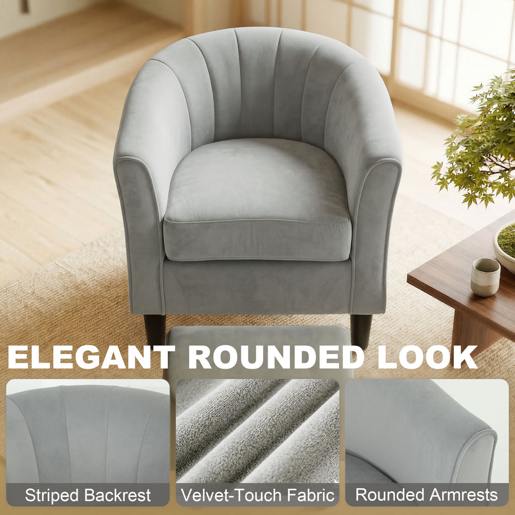Accent Chair Modern Upholstered Living Room Chair with Ottoman and Pocket Spring Cushion Grey