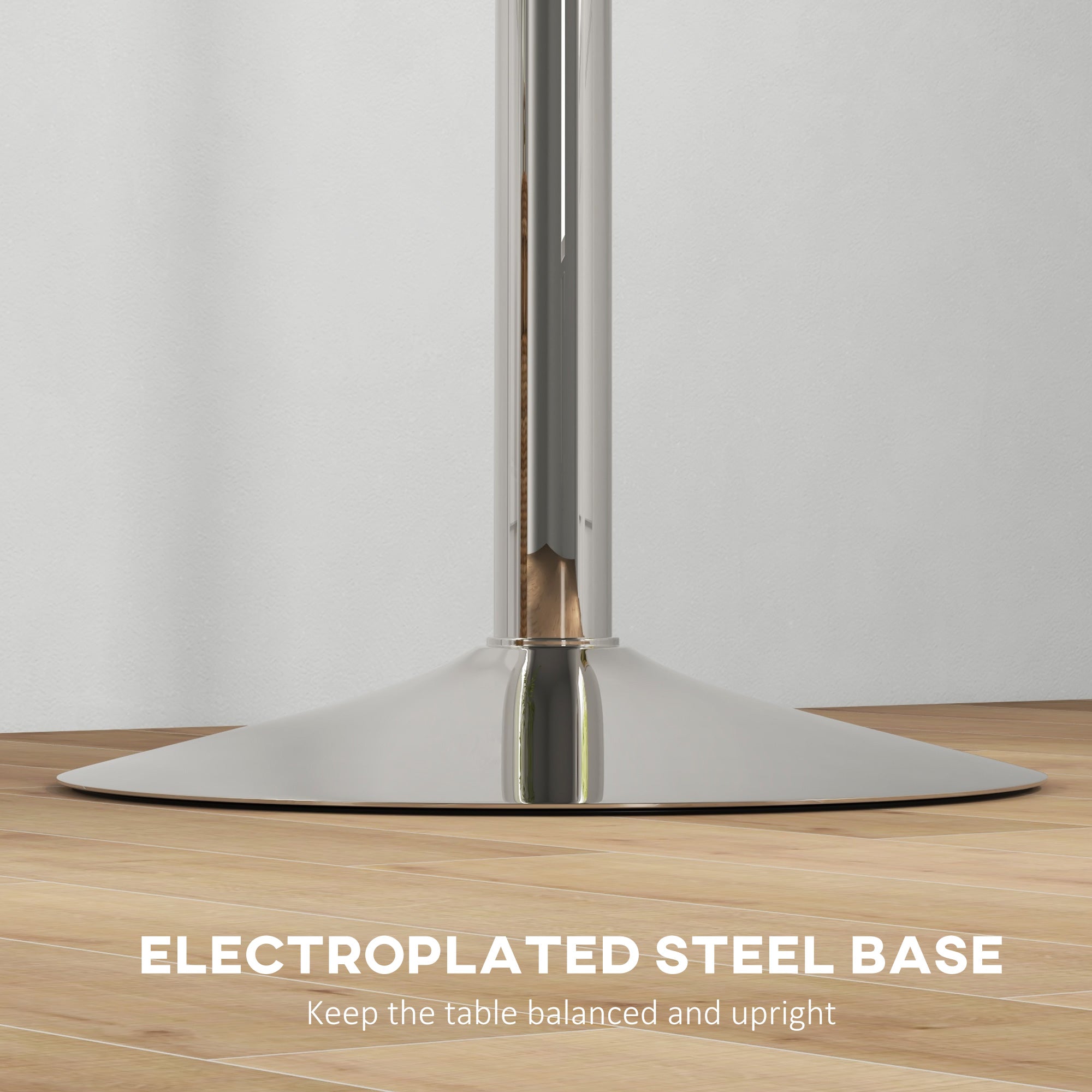 High Top Bar Table, Adjustable Round Kitchen Table with Swivel Top and Steel Base, Bistro Table for 2 People, White