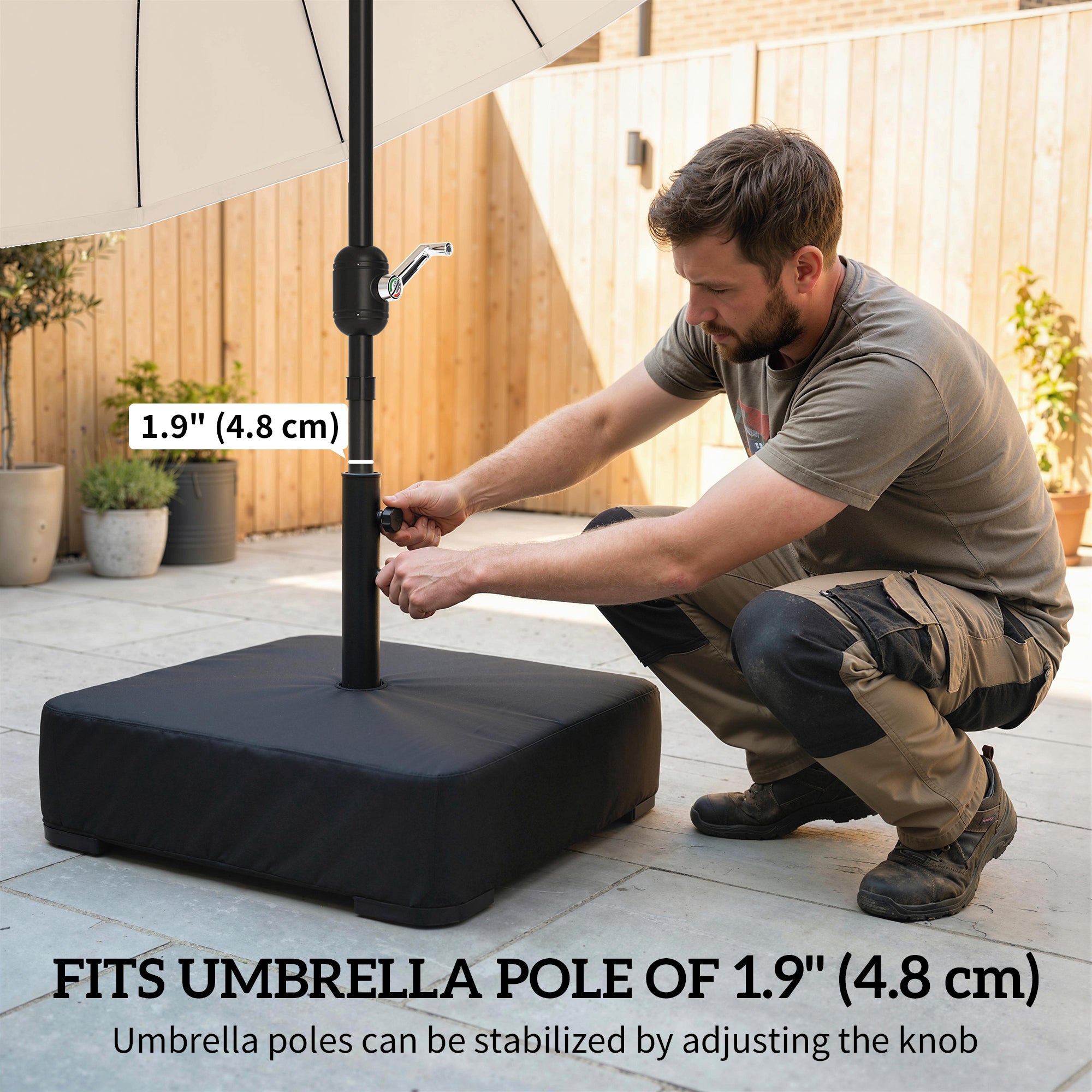Garden Parasol Base 176 lbs Sand Filled Heavy Duty Stand for Cantilever Umbrellas and 1.89" Poles Black