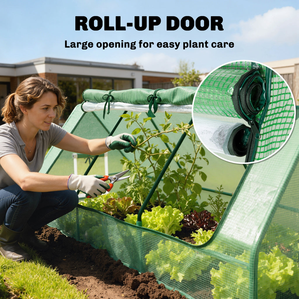 Portable Mini Greenhouse with Mesh Windows for Indoor and Outdoor, 94.5" x 35.4" x 35.4", Green