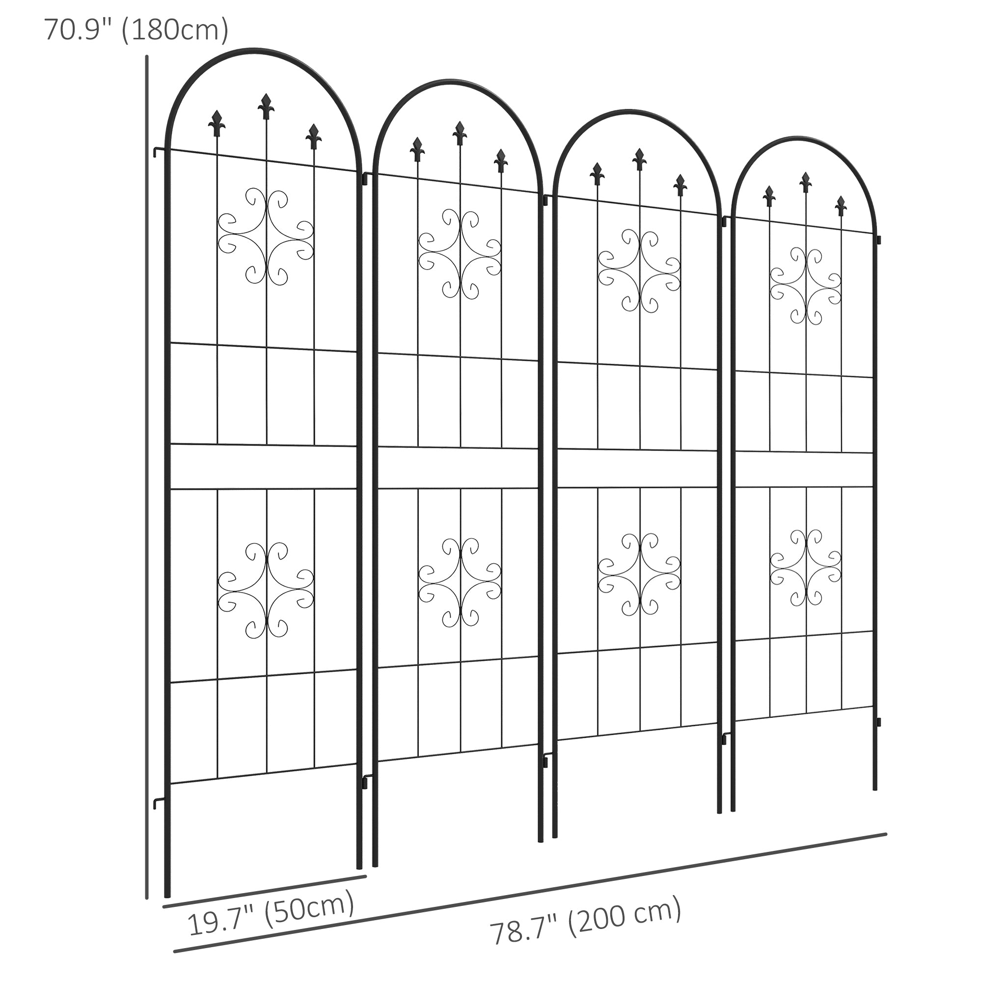 Metal Trellis Set of 4, Garden Trellis for Climbing Plants Support Frames, Arrow Design
