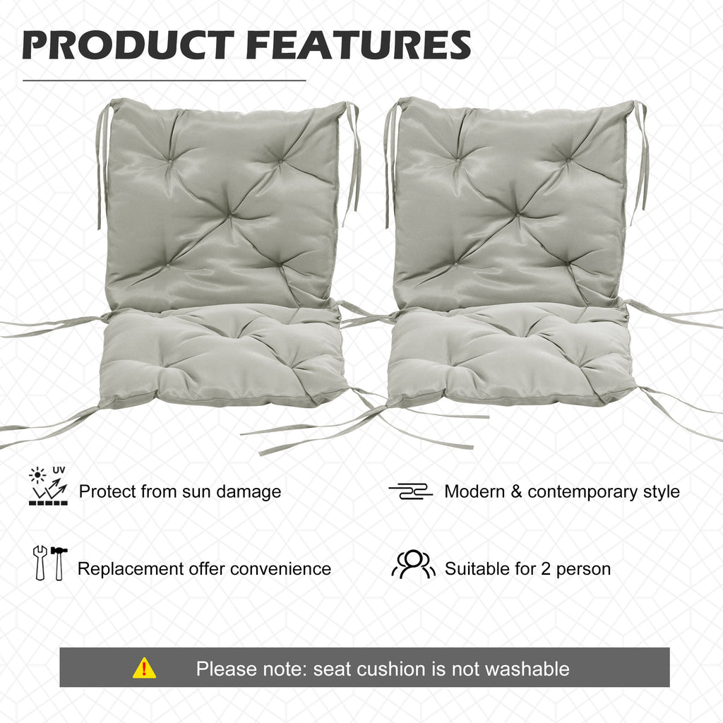 Set of 2 Garden Chair Cushions Seat Pad with Backrest for Sunbeds, Rocking Chairs, Loungers, Outdoor & Indoor Use