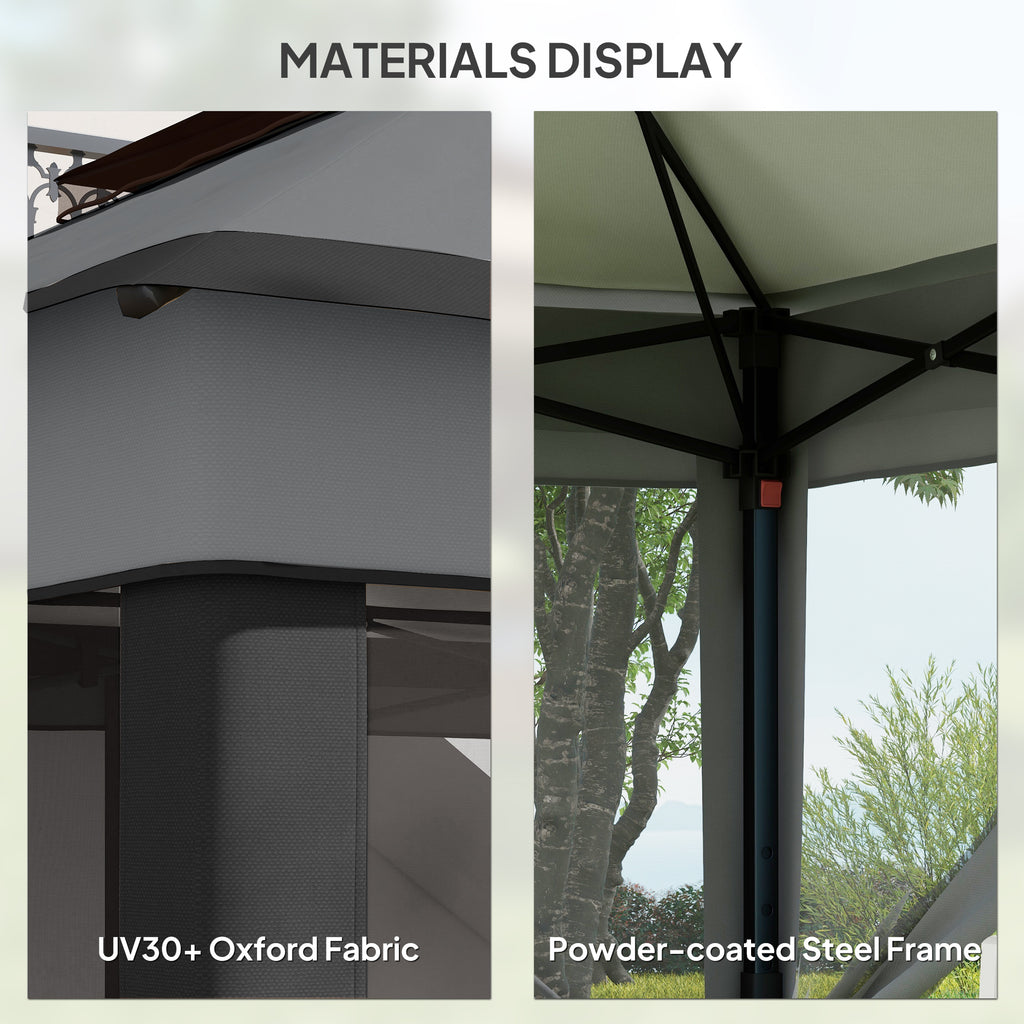 10.7 x 10.7ft Pop Up Gazebo, Adjustable Instant Sun Shelter with UV30+ Roof Cover, Removable Mesh Curtains, Dark Grey