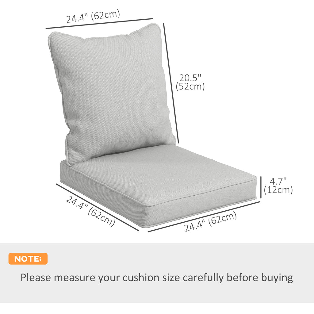 Seat Cushion Back Pillows Replacement Set of 2, Patio Chair Cushions Set for Indoor Outdoor, Light Grey