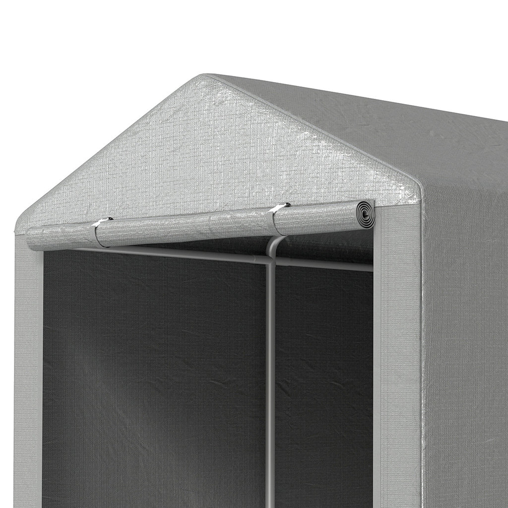 Portable Bicycle Shed with Galvanized Steel Frame and Large Door, Waterproof Outdoor Shed for Garden Tools, Light Grey