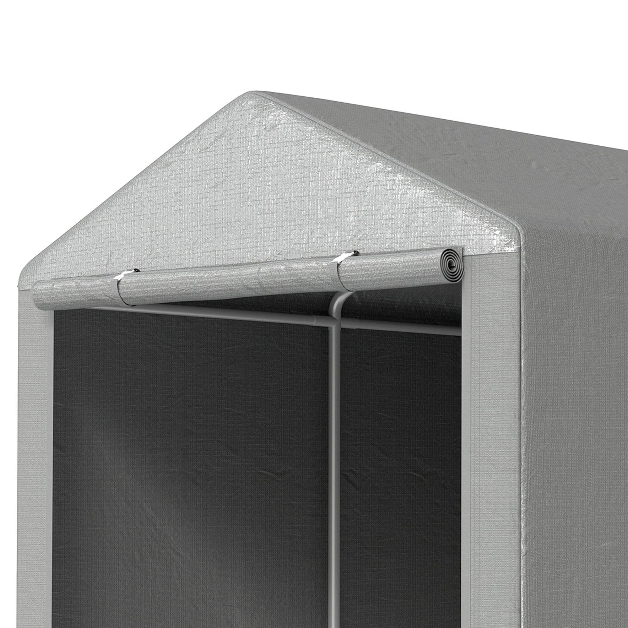 Portable Bicycle Shed with Galvanized Steel Frame and Large Door, Waterproof Outdoor Shed for Garden Tools, Light Grey