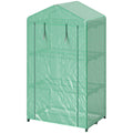 3 Tier Mini Greenhouse, Portable Flower Stand with Shelf Clips, Indoor Greenhouse with Steel Frame, Green