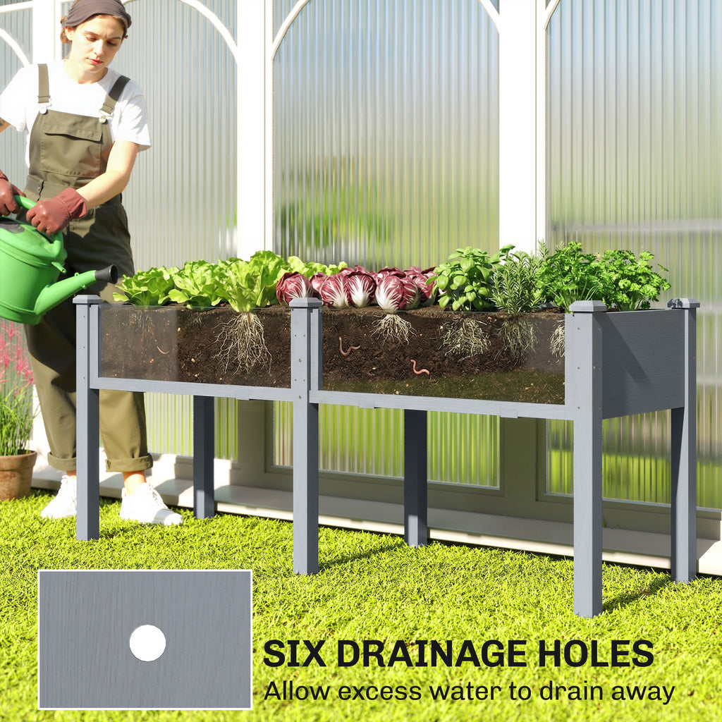 Wooden Raised Garden Bed with Legs, 72" x 23" x 30" Elevated Outdoor Planter Box with 6 Drainage Holes