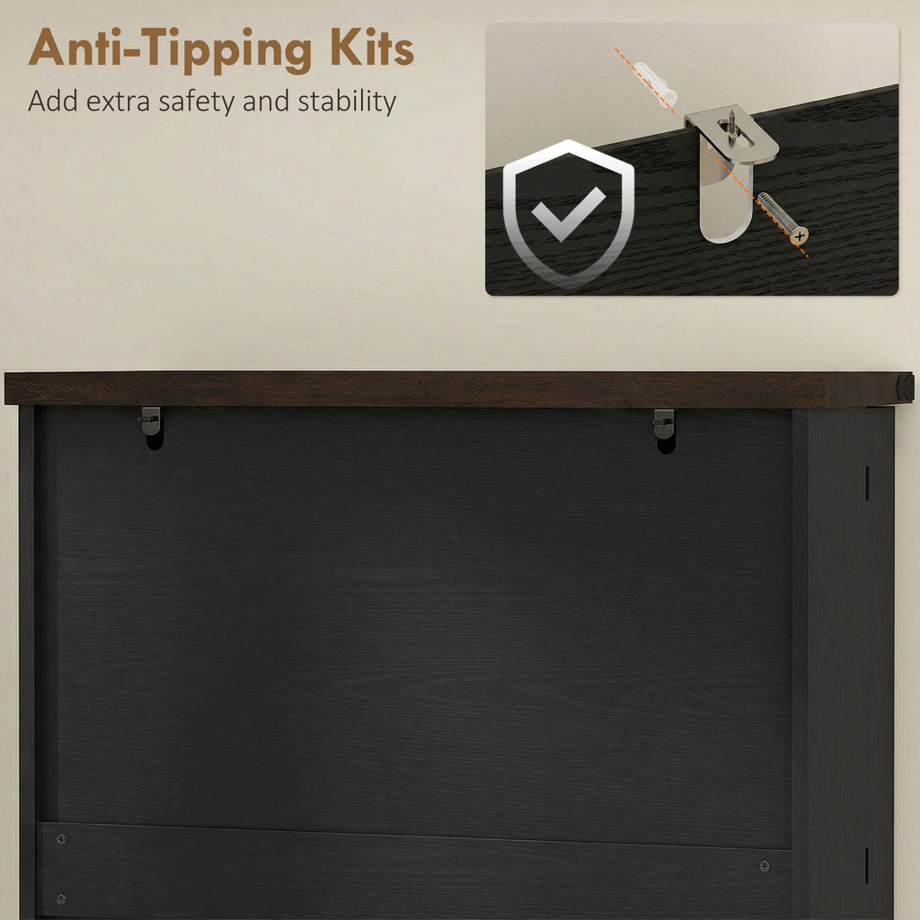 72" Tall Kitchen Pantry Cabinet, Farmhouse Storage Cabinet with 8 Door Racks and Adjustable Shelves, Black