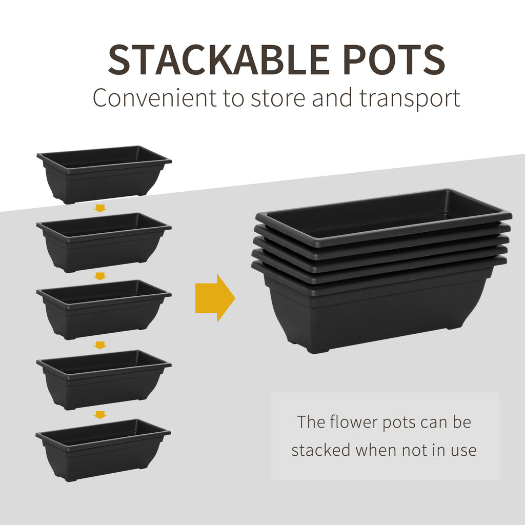 5-Tier Raised Garden Bed with 5 Planter Box, Outdoor Plant Stand Grow Containers with Leaking Holes, Black